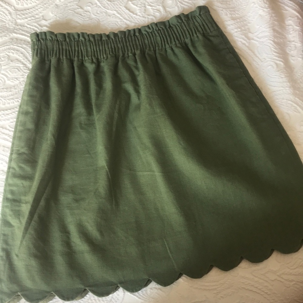 J Crew Olive Mini Skirt, Size 0